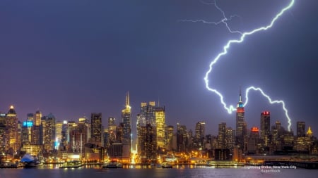 Lightning Strike, New York City - lightning, storm, photography, new york city