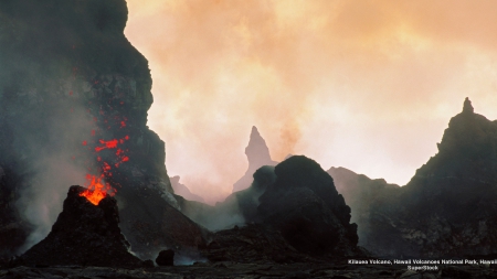 Kilauea Volcano - volcano, hawaii, tropical, national park