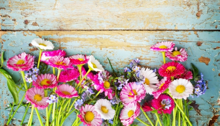 â™¥Wild Flowersâ™¥ - wood, wild, vintage, colorful, flowers, grunge