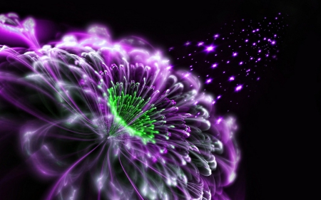 Beautiful Abstract Flower - purple, abstract, beautiful, green, flower