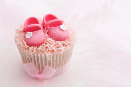 ♥Baby Cupcake♥ - cream, cupcake, dessert, bow, baby, sweet, birthday