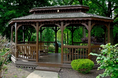 Gazebo In The Woods - beautiful gazebo, gazebo, scenic gazebo, gazebo in the woods