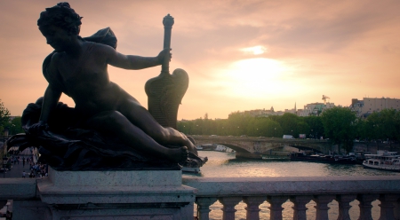 Paris Sunset - paris, sunset, landscape, shadow