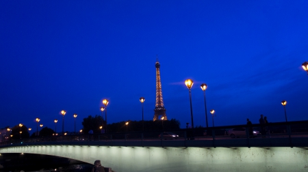 Paris by Night - night, paris, bridge, eiffel tower