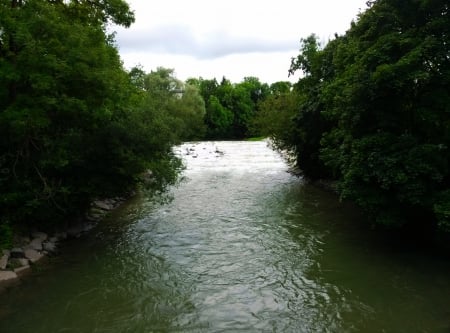 River greeny - nature, sky, river, water, green, stones