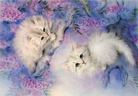 ..Softness in the Dream.. - dreams, animals, kittens, sleepy, creative pre-made, softness, pretty, paintings, cute, adorable, draw and paint, kitty, lovely, love four seasons, weird things people wear, cats, flowers, colors