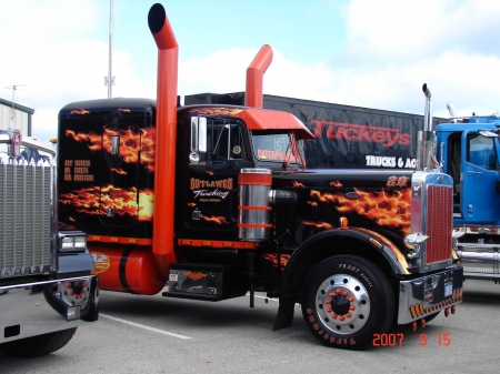 Peter With A Set Of Ten Inch Stacks - peterbilt, semi truck, big rig, ten inch stacks