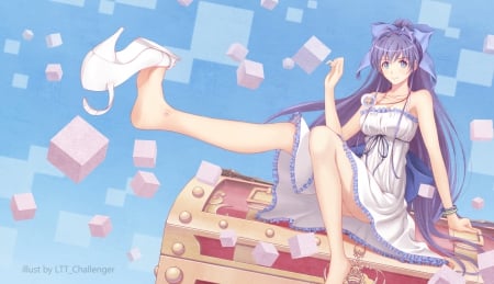 Nanana Ryūgajō - pretty, anime, ponytail, shoe, ryuugajou nanana, dress, ryuugajou nanana no maizoukin, long hair, purple hair