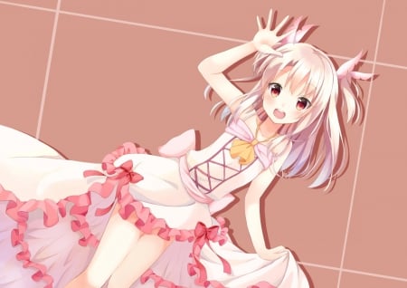 ~Illyasviel von Einzbern~ - pretty, anime, Illyasviel von Einzbern, dress, bows, blonde, blush, long hair, red eyes, fate stay night, ribbons