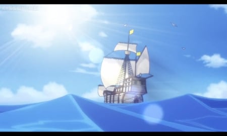 HxH: Sea Voyage - nice, beauty, sky, hunter x hunter, pretty, cloud, anime, scene, boat, ocean, sail, sailing, lovely, ship, beautiful, blue, sweet, sea