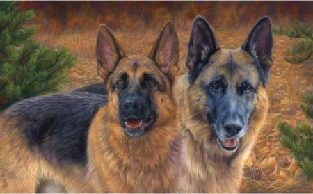 Amazing Shepherds - watchdogs, german, artwork, portrait, friends