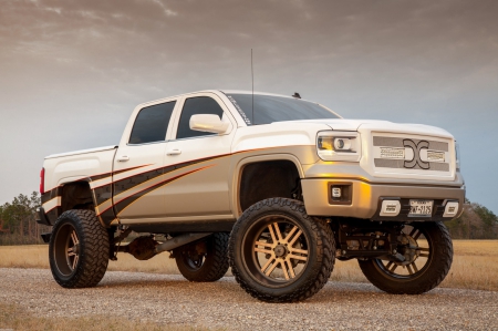 2014-GMC-Sierra-By-Complete-Customs - white, lift, gmc, truck