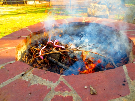 Fire Pit - grey, smoke, orange, pit, fire