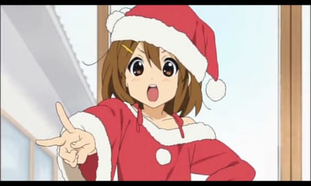 How Do I Look? - outfit, beautiful, anime girl, adorable, girl, christmas, yui, hat, costume, yui hirasawa, hirasawa, pretty, kawaii, short hair, beauty, sweet, brown hair, anime, k on, kon, k-on, nice, brown eyes, lovely, hirasawa yui, female