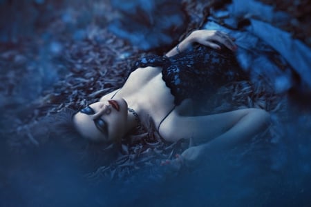 Cold - cold, beauty, princess, makeup, sleeping, blue dreams, lipstick