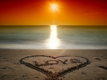 Beach Sunset - love, beach, ocean, sunset, sand