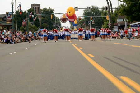 Band Approaching - band approaching, high school band, timken parade, marching band