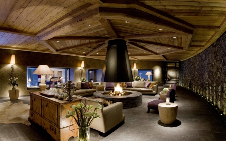 superb lounge design - fireplace, design, den, interior, lounge