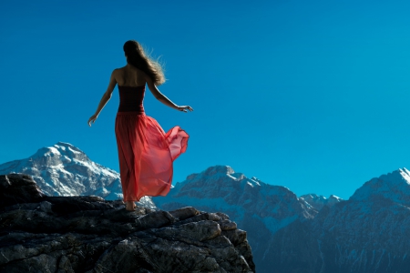 My silent world - pic, mountains, wallpaper, expression, color, woman