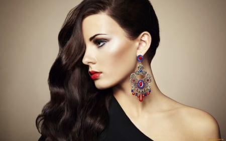 fashion model - hairstyle, black, earing, dress