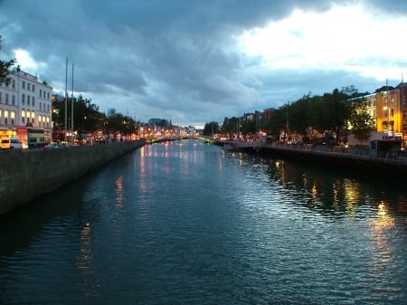 River Liffey, Dublin. - dublin, ireland, river, moody, liffey