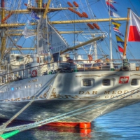 the dar mlodziezy a vintage polish tall ship hdr