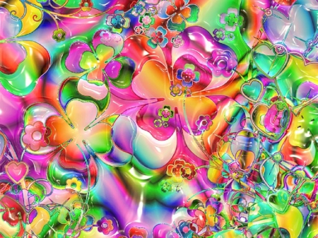 COLOURFUL CLOVER - colourful, bright, abstract, art