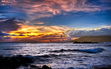 Sunset - amazing, sunset, sea, clouds