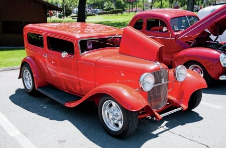 1932-Ford-Tudor - Red, Ford, Hotrod, Classic