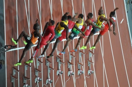 London 2012 final 100 meter start - usain bolt, speed, stopwatch, quick