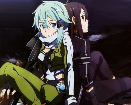 Unit Across of Death Gun - BG, Ladies, Gun Gale Online, Sword Art Online, Men, Anime, Squad, Beauty, Shion, RPG World, Unit, Kirito