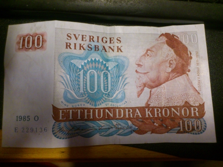 The old 100 kr bill of Sweden.