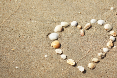 Shell Heart - Sand, Heart, Shell, Beach