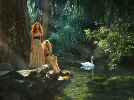 â™¥ - swan, ladies, beauty, model