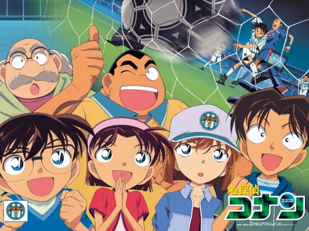 Detective Conan - genta, haibara ai, agasa, mitsuhiko, conan edogawa, ayumi, soccer, detective conan