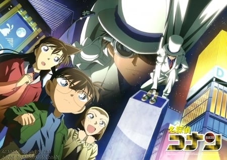 Detective Conan - kaito kid, phantom thief, sonoko, conan edogawa, ran mouri, detective conan