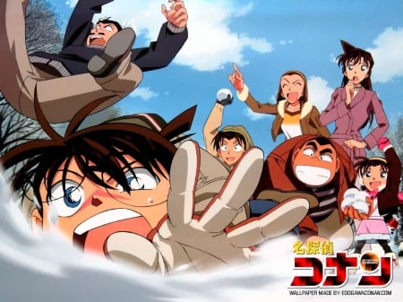 Detective Conan - kogoro mouri, genta, mitsuhiko, conan edogawa, sonoko, ayumi, detective conan, ran mouri