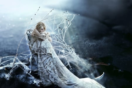 Last Snowflake - snowflakes, lady, fantasy, model