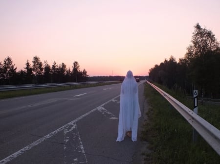 Woman in white. - sunsets, nature, sky, other