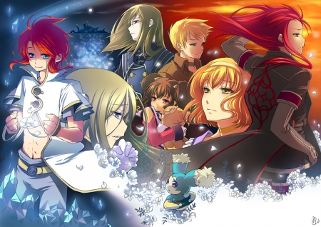 Tales of The Abyss - anise, tales of the abyss, anime friends, enemies, asch, natalia, tatlin, anime guy, mieu, luke fon fabre, anime, anise tatlin, anime warriors, curtiss, kimlasca lanvaldear, rpg game, tear grants, anime girls, guy cecil, jade, natalia luzu kimlasca lanvaldear, tear, grants, anime enemies, jade curtiss, warriors, cecil, friends, fabre, luke, guy