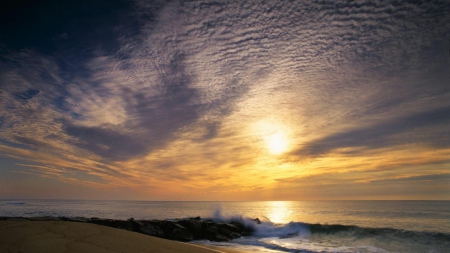 beautiful california sunset - beach, sunset, sea, clouds