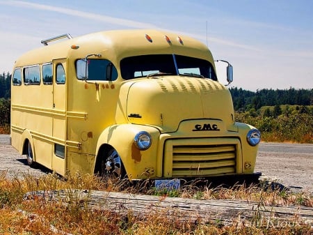 1953 GMC, Old Skool Bus - old skool bus, lowered, yellow, gmc