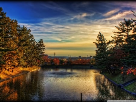 Sunset in Tokyo - clouds, river, japan, sunset, nature, tokyo, japanese