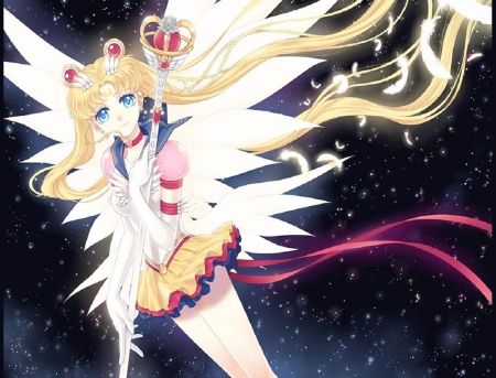 Usagi - sailor moon, anime, magic, usagi, wings, girl, blonde, long hair