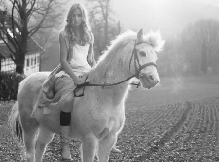 Summer riding - summer, girl, riding, horse, joy