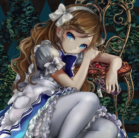 Alice Chan - pretty, alice in winderland, anime, kawaii, female, dress, long hair, lolita, hd, nice, loli, gown, anime girl, beautiful, girl, beauty, lovely, brown hair, sweet, cg, cute, alice