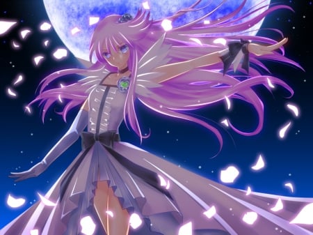 Cure Moonlight - beauty, nice, female, pretty cure, anime girl, precure, cure moonlight, pretty, petals, anime, moon, girl, magical girl, long hair, purple hair, lovely, cg, hd, beautiful, sweet, flower, dress