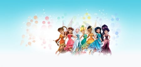 Disney fairies - iridessa, periwinkle, fawn, silvermist, pink, blue, disney, rosetta, fairy, vidia, tinker bell