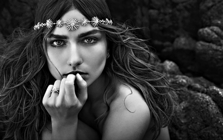 Andreea Diaconu - andreea diaconu, summer, black, model, romanian, girl, white, mermaid, woman