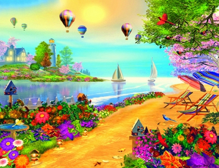 ★Weekend Glories★ - lovely flowers, birds, summer, attractions in dreams, scenery, weekend, creative pre-made, sailboats, flowers, stunning, palms, trees, relaxing, beautiful, paintings, beaches, sea, colors, lovely, getaways, nature, tropical, glories, places, balloons, love four seasons